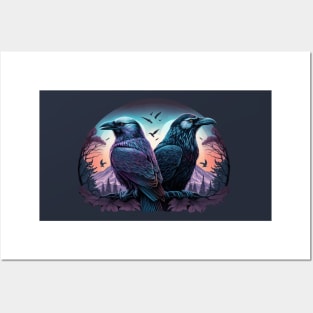Huginn and Muninn Norse Odin Ravens Posters and Art